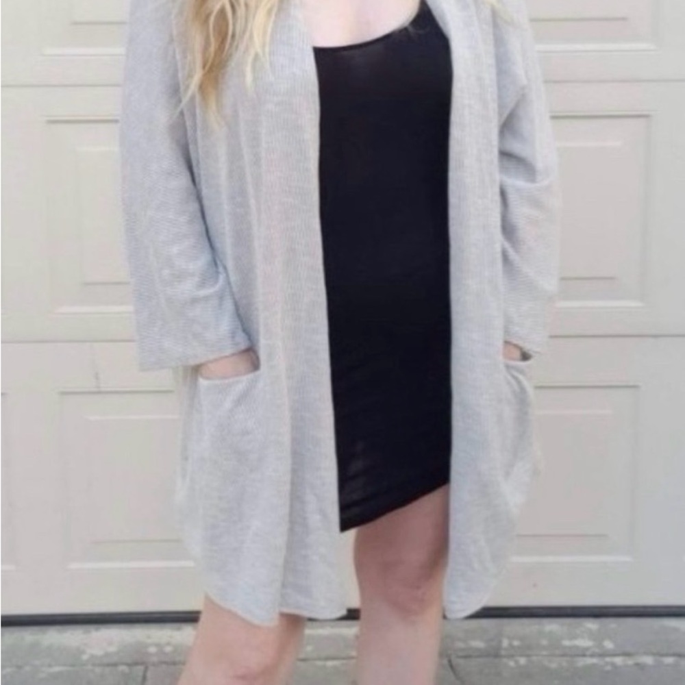 DONNI. Gray Open Front Cardigan